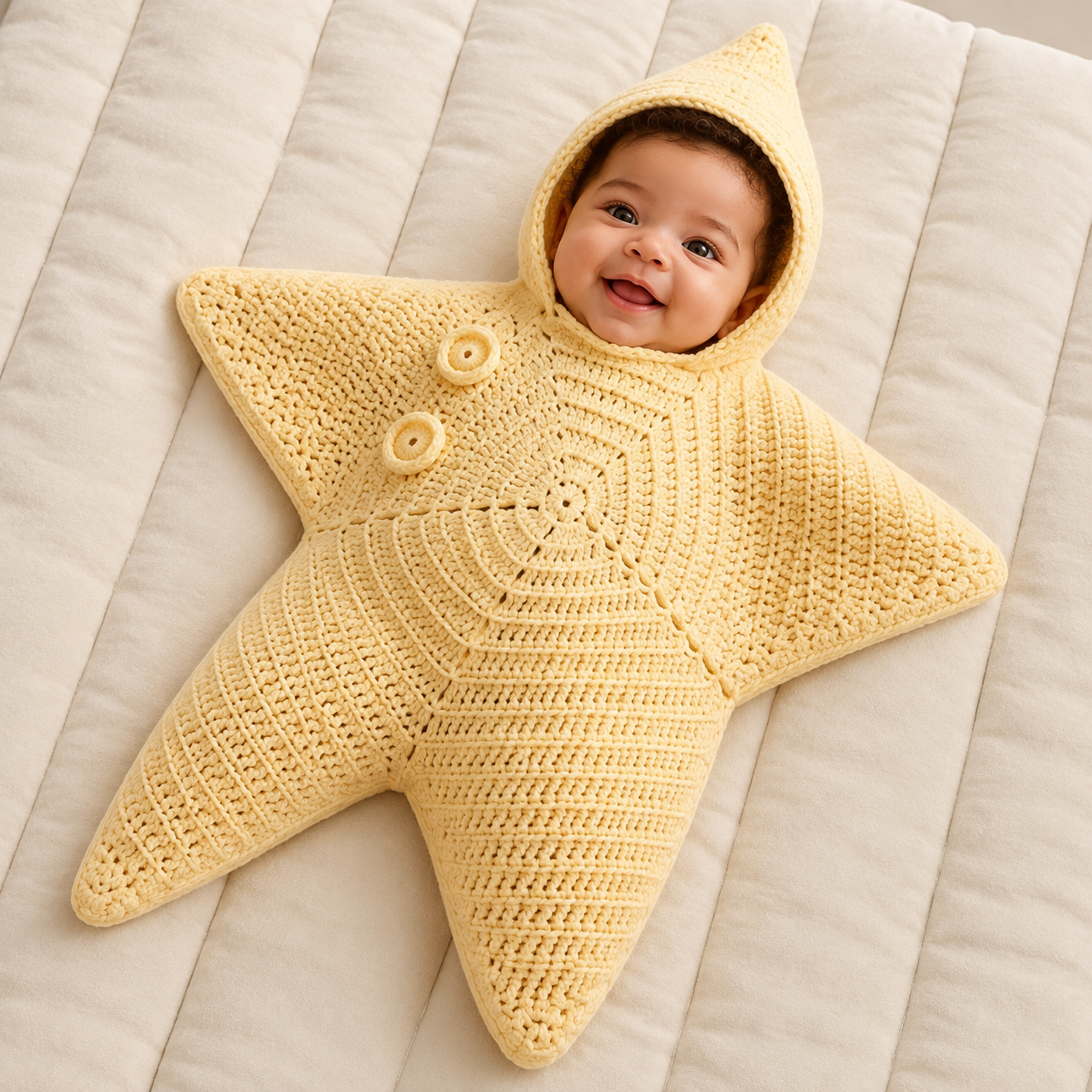 Kit de couture pour crée combinaison bébé étoile de mer à capuche
