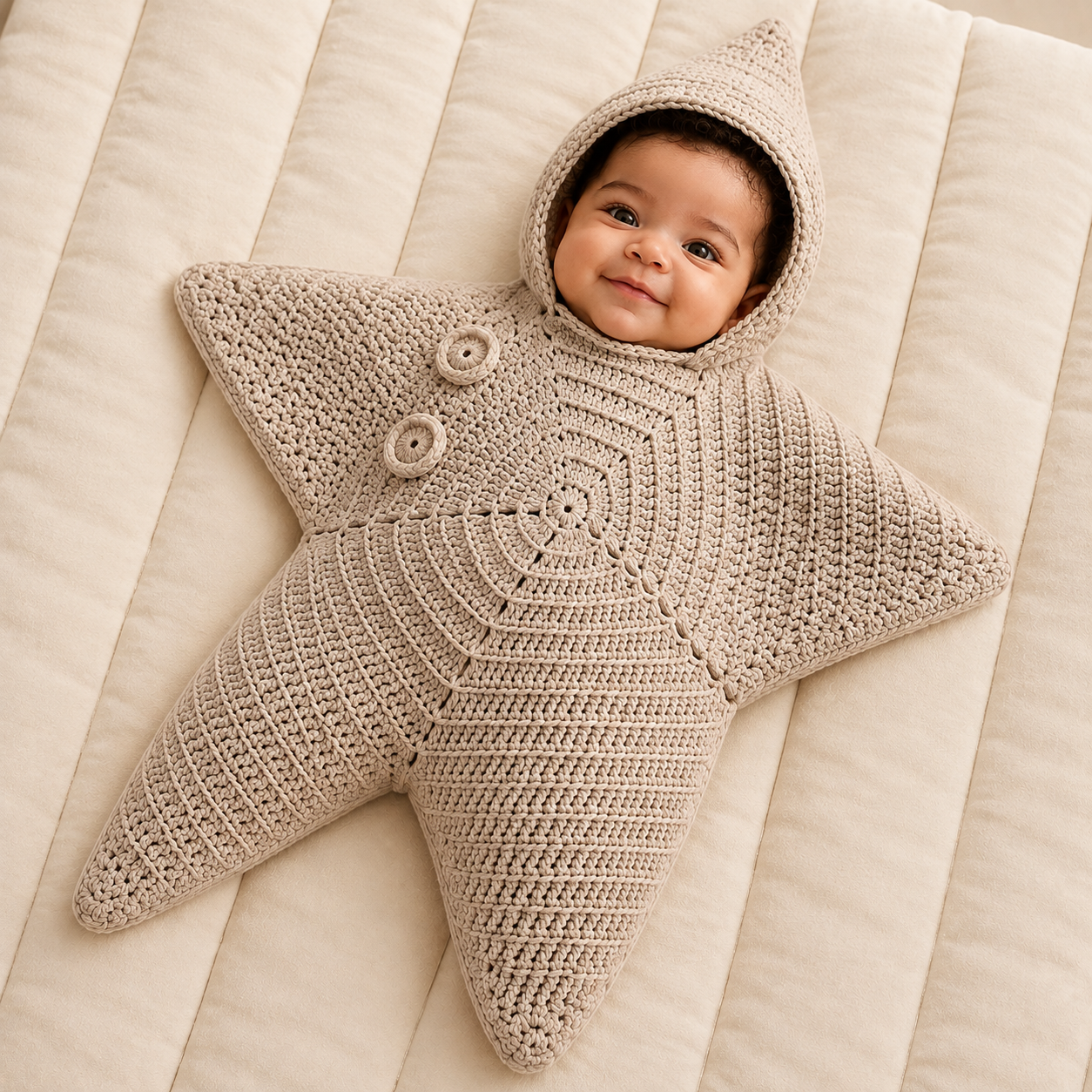 Kit de couture pour crée combinaison bébé étoile de mer à capuche