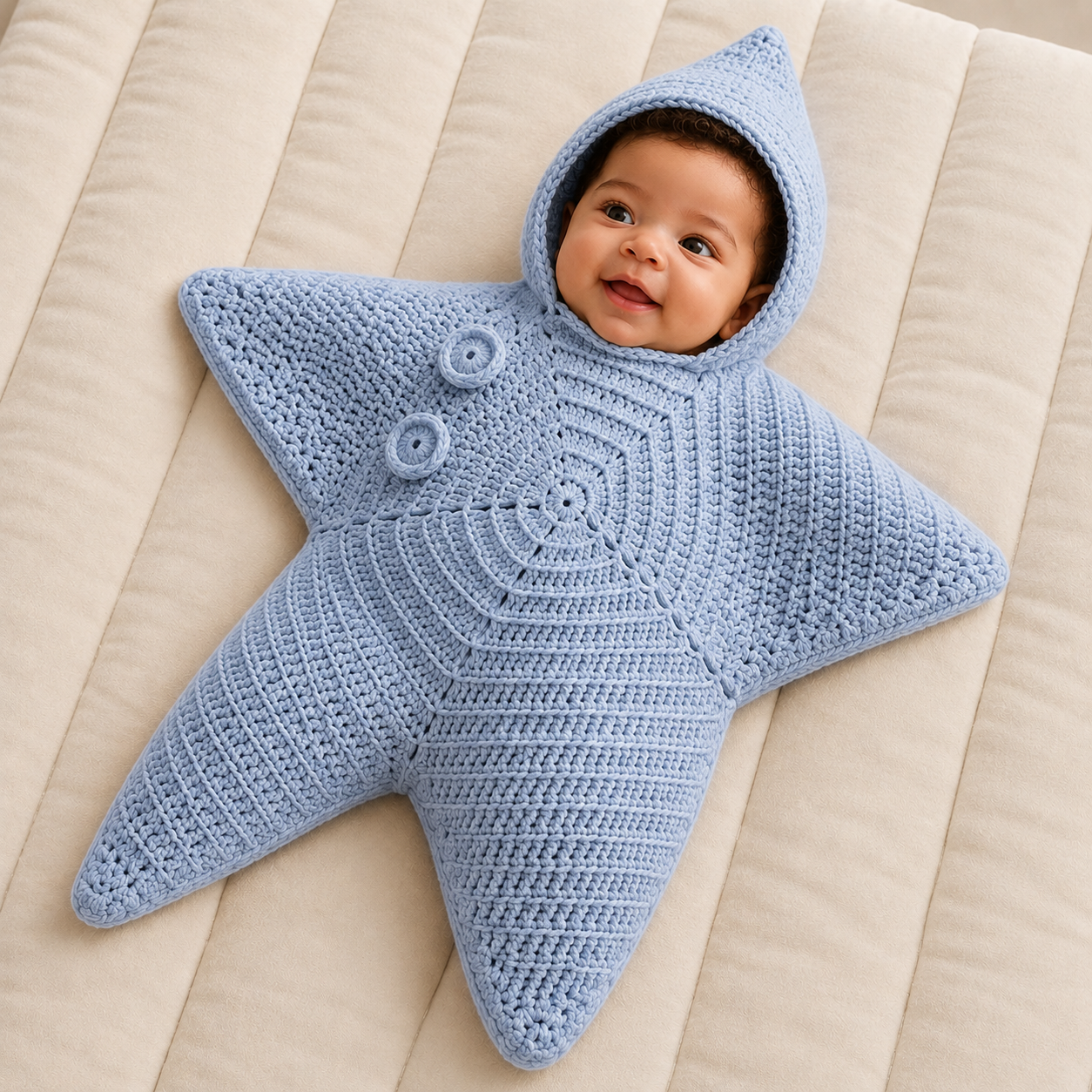 Kit de couture pour crée combinaison bébé étoile de mer à capuche