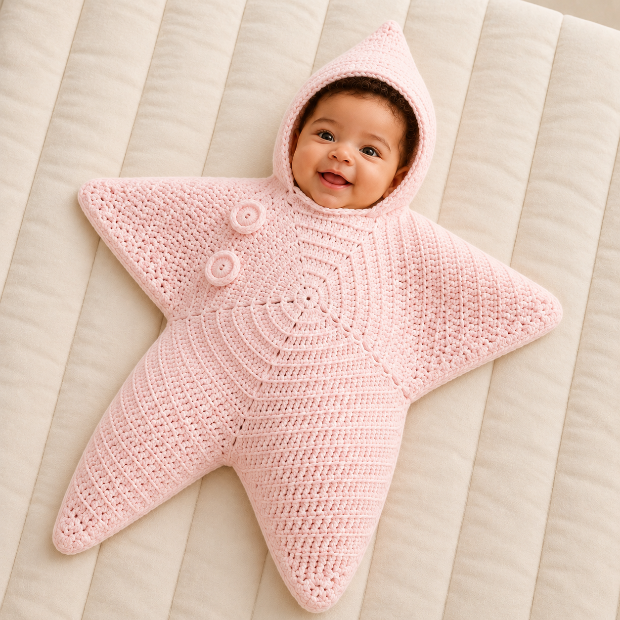 Kit de couture pour crée combinaison bébé étoile de mer à capuche