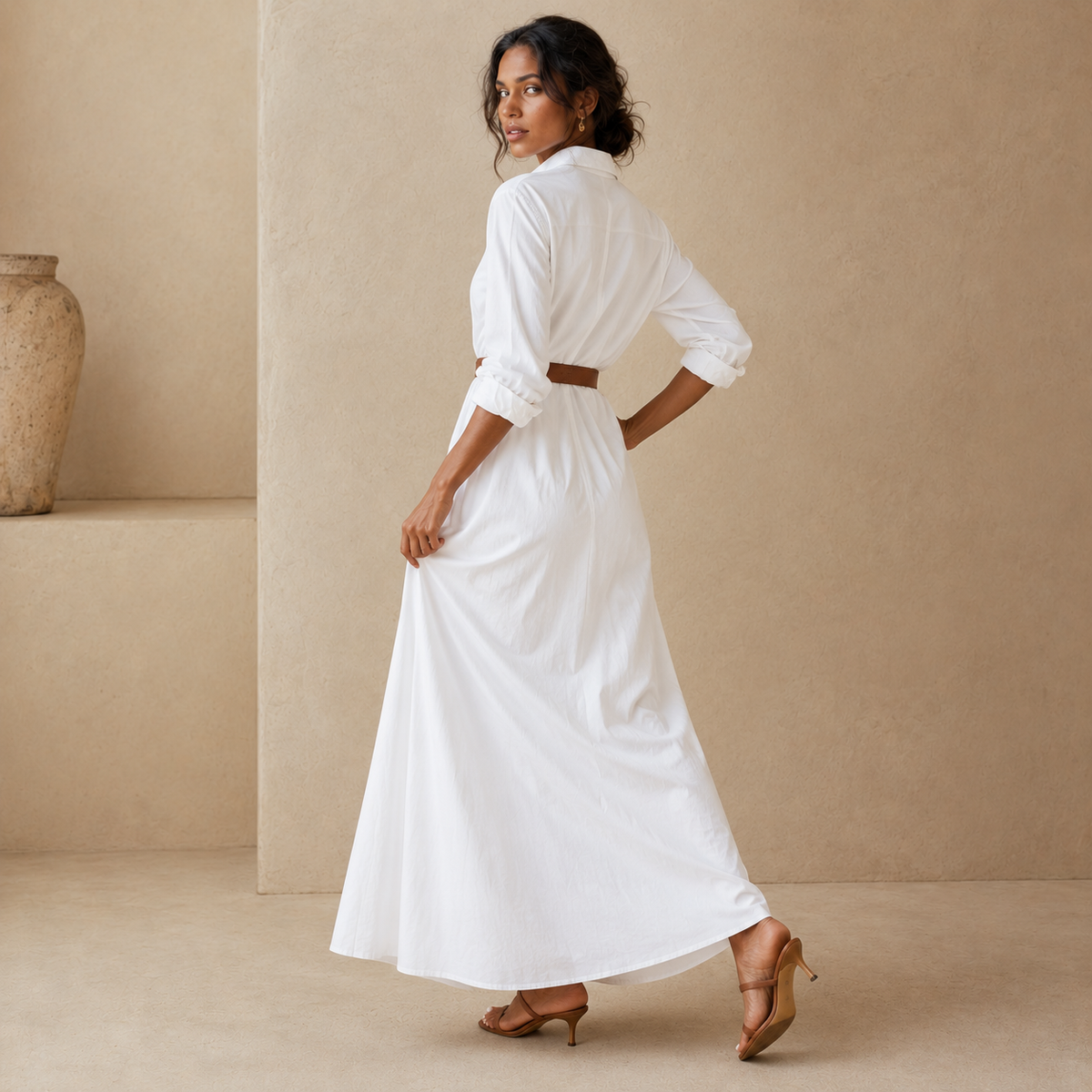Robe longue avec ceinture