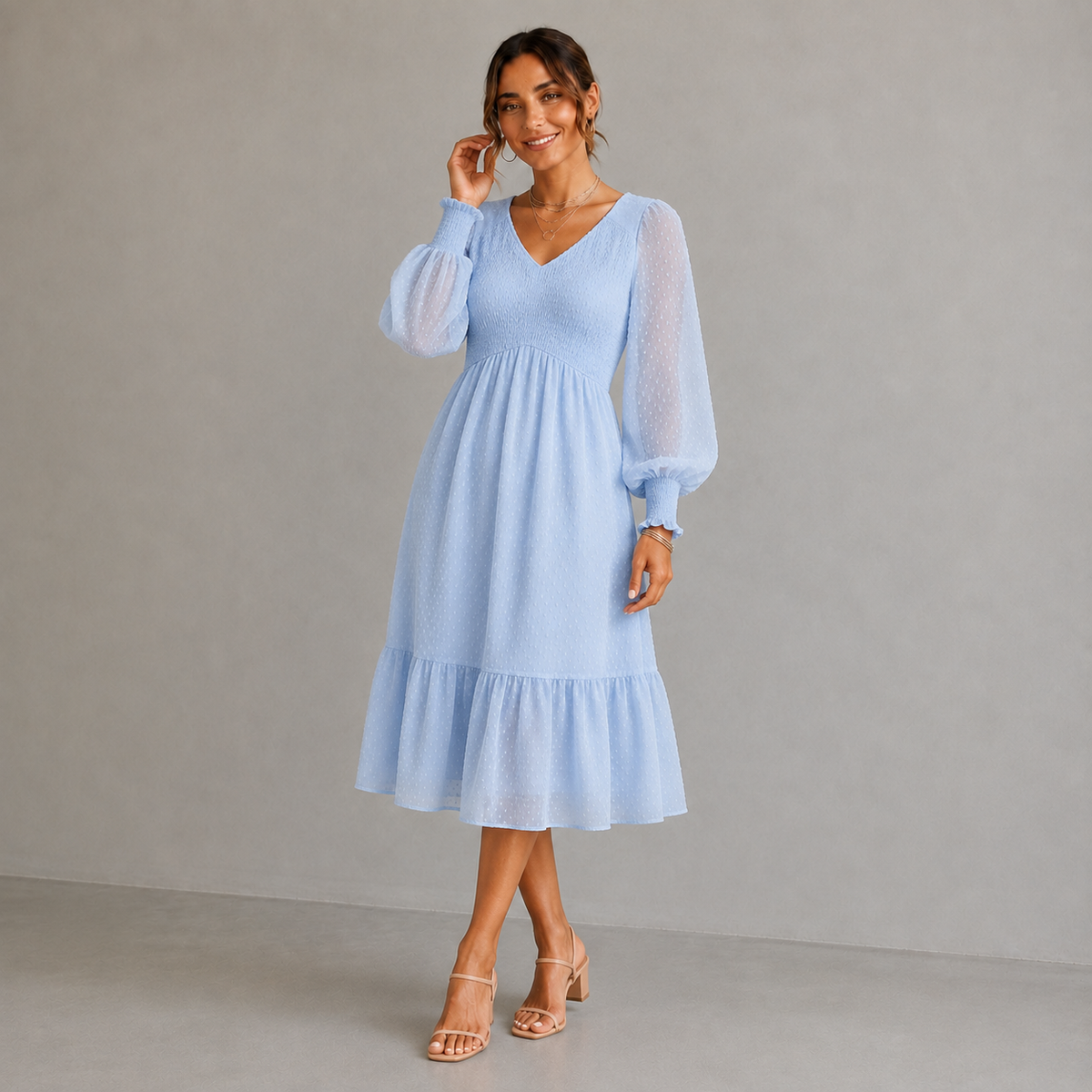 Robe midi élégante à col V