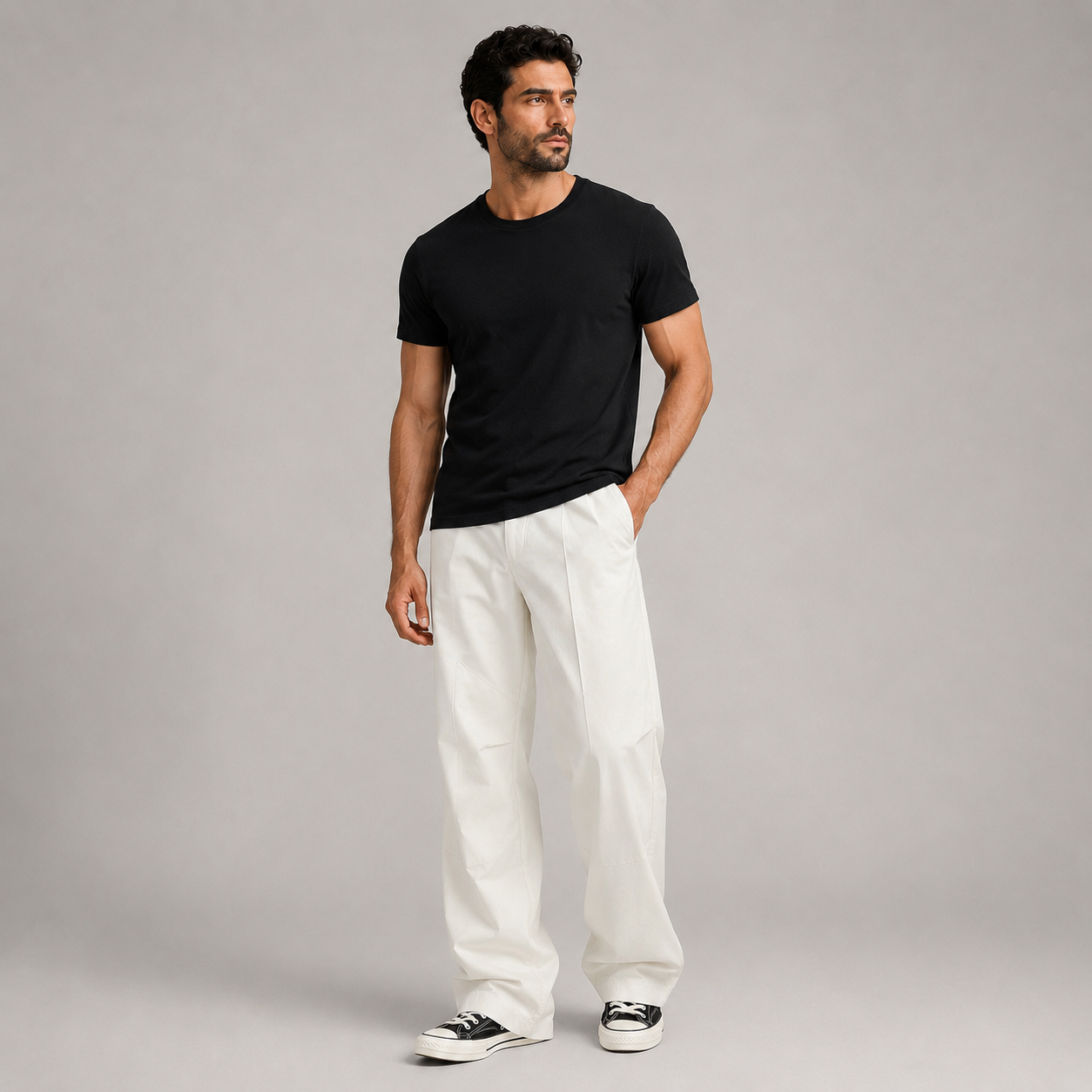 Pantalon large à coutures