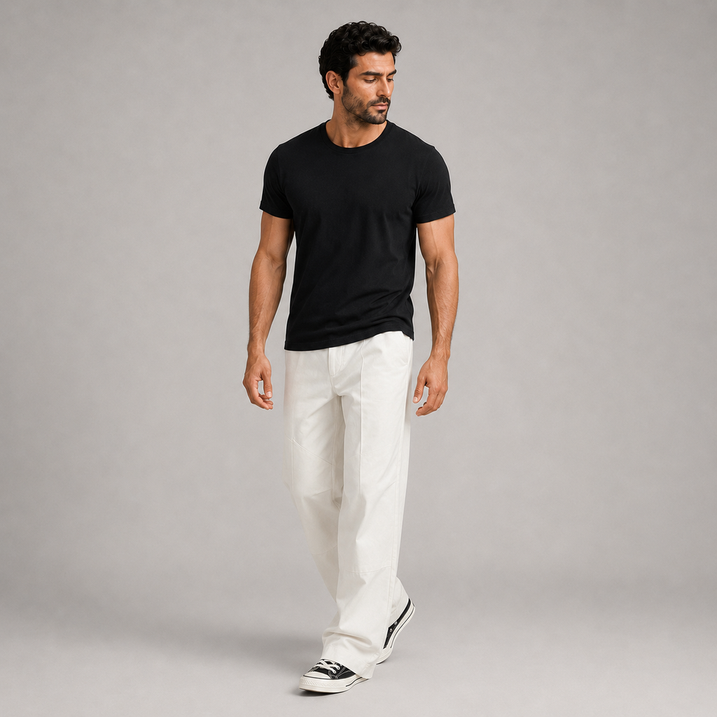 Pantalon large à coutures