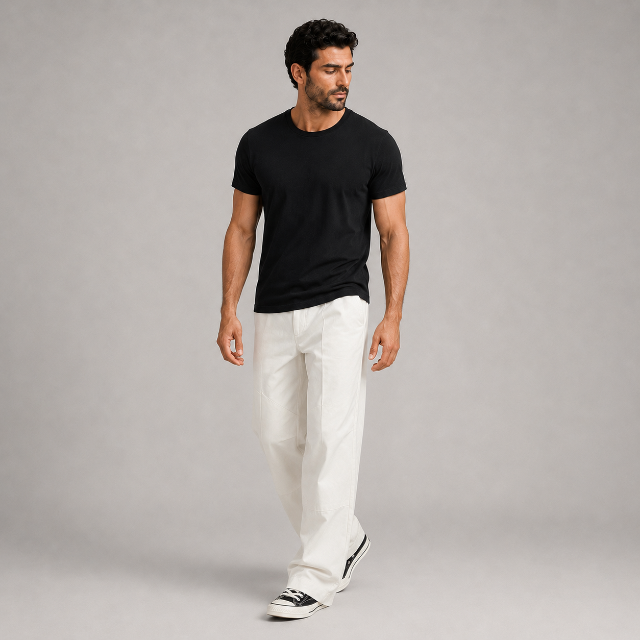 Pantalon large à coutures