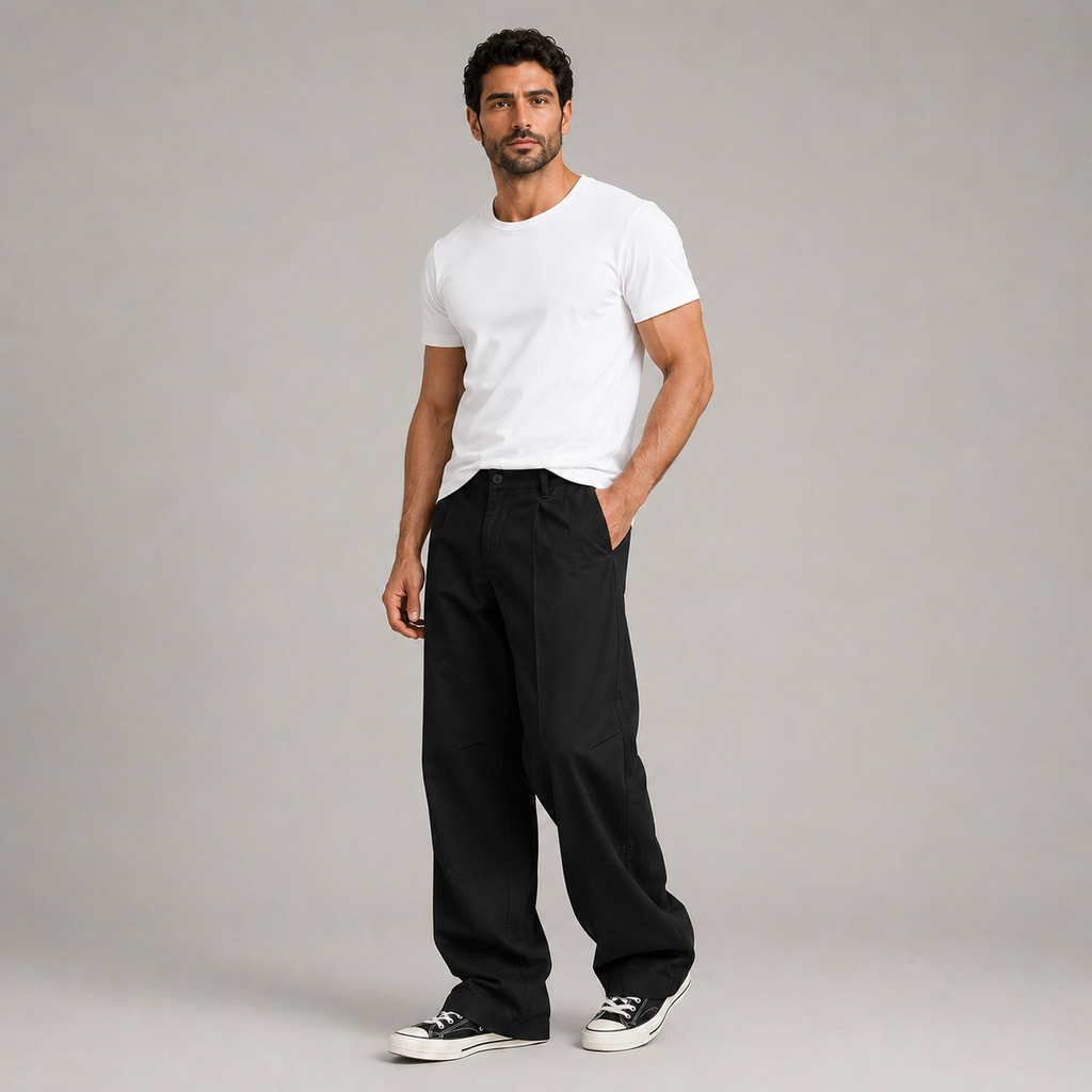 Pantalon large à coutures
