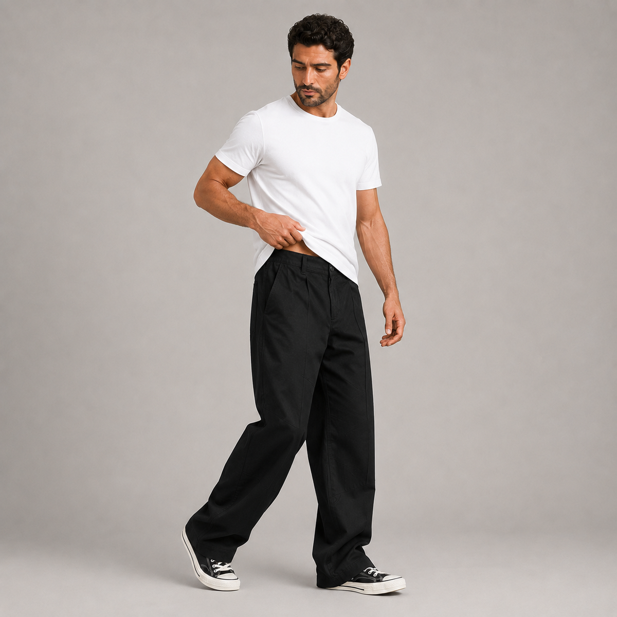 Pantalon large à coutures