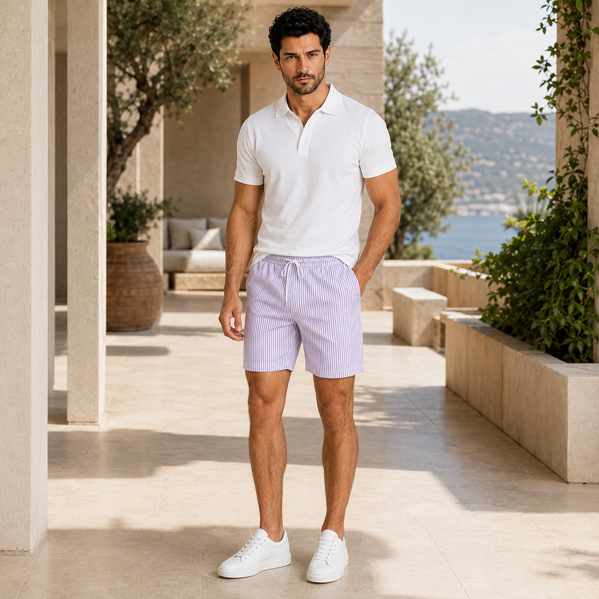 Short rayé léger