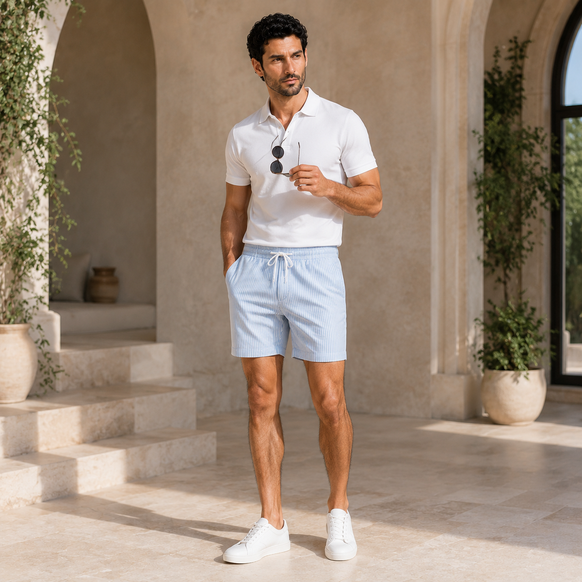 Short rayé léger