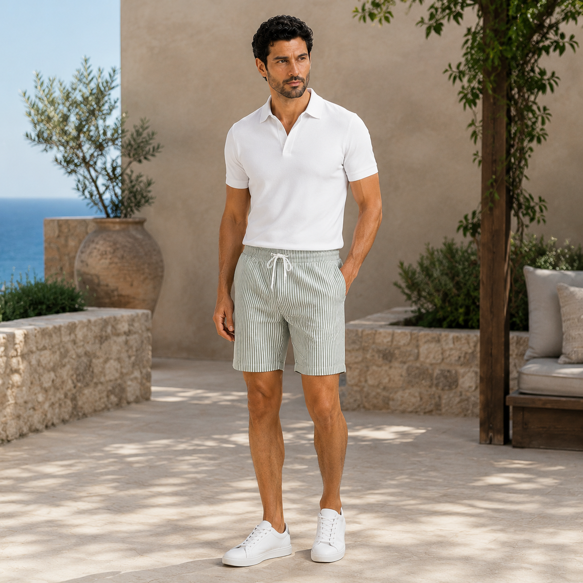 Short rayé léger