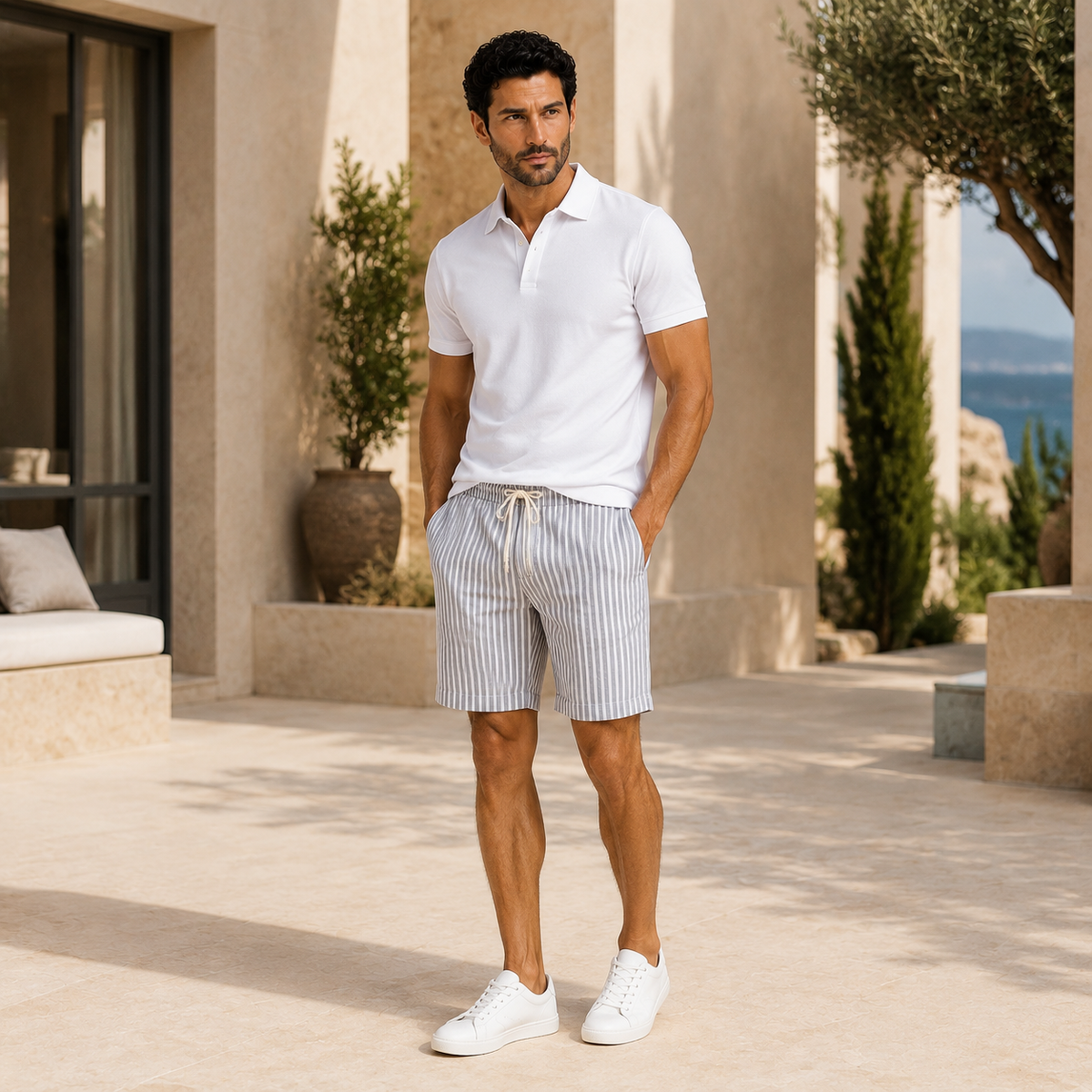 Short rayé léger