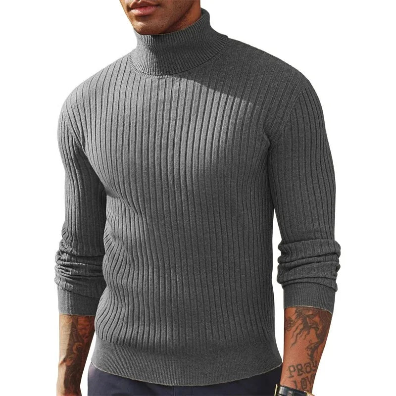 Pull col roulé homme en maille épaisse