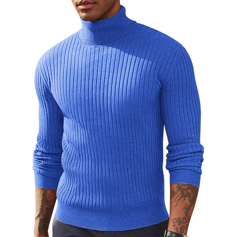 Pull col roulé homme en maille épaisse