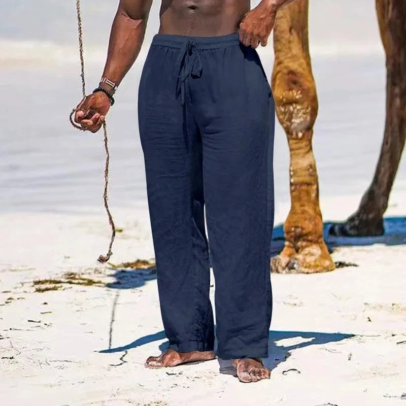Pantalon ample homme en coton et lin