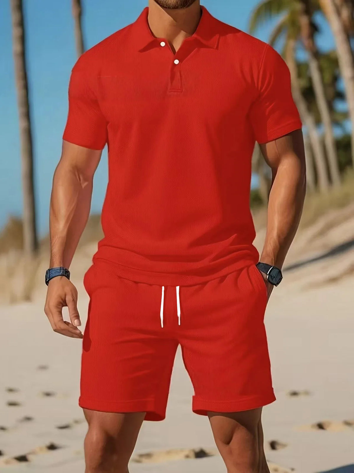 Ensemble polo et short en maille homme