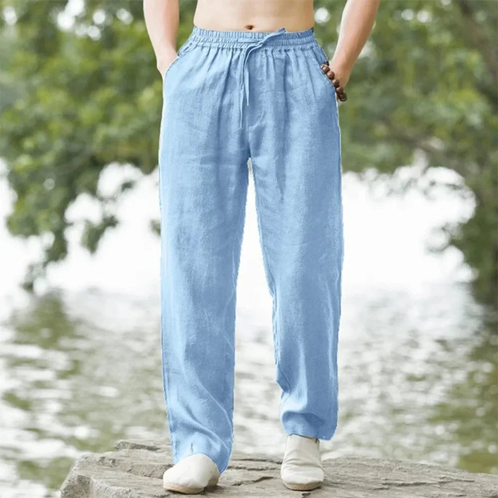Pantalon ample homme en coton et lin