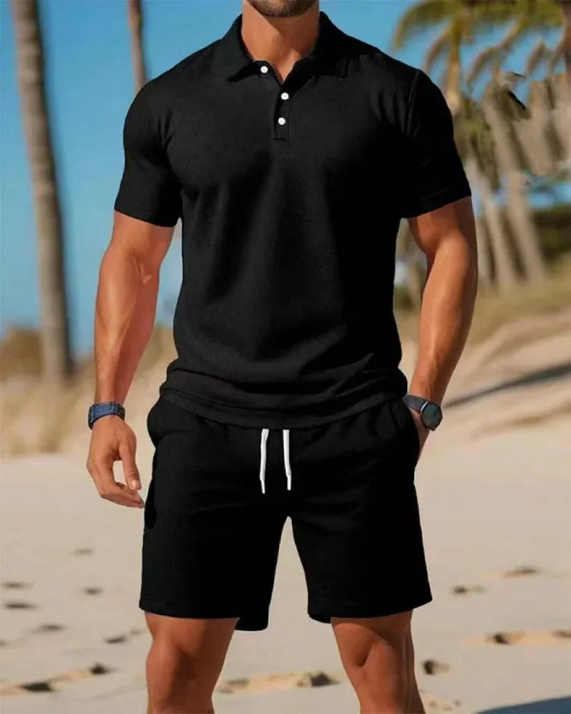 Ensemble polo et short en maille homme