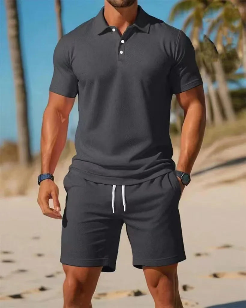 Ensemble polo et short en maille homme