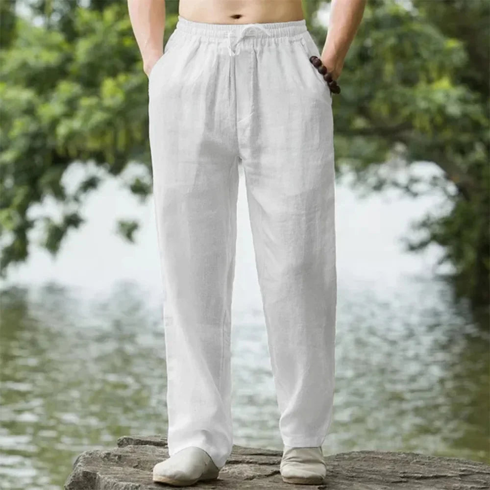 Pantalon ample homme en coton et lin