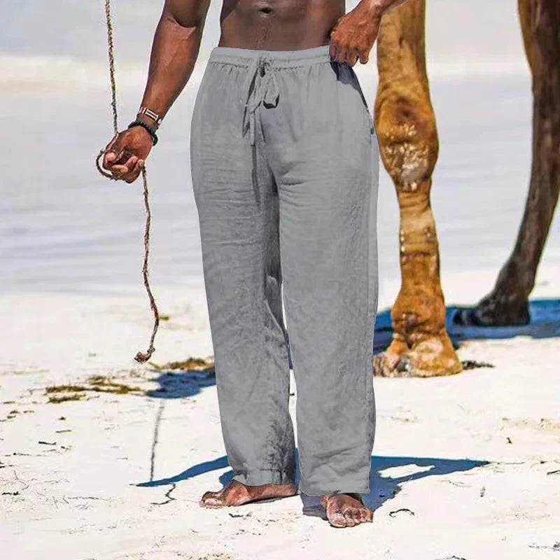 Pantalon ample homme en coton et lin