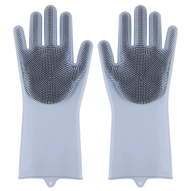 Gants en silicone pour vaisselle avec éponge intégrée