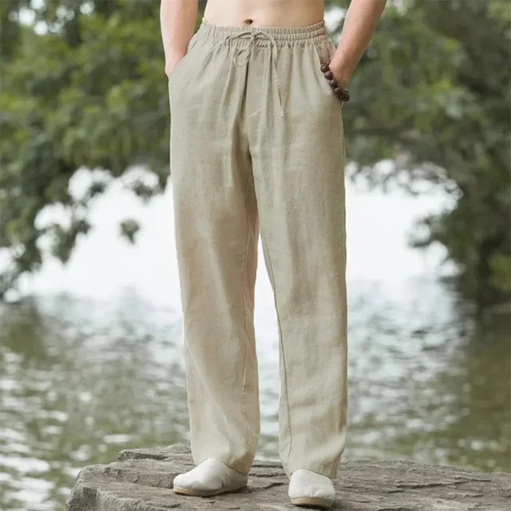Pantalon ample homme en coton et lin