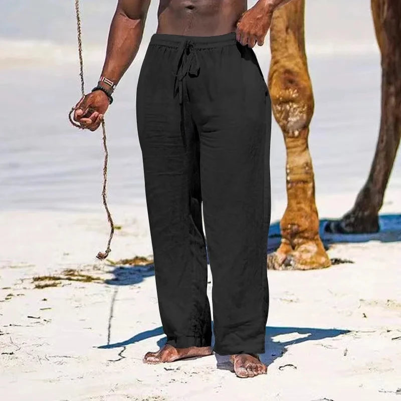 Pantalon ample homme en coton et lin