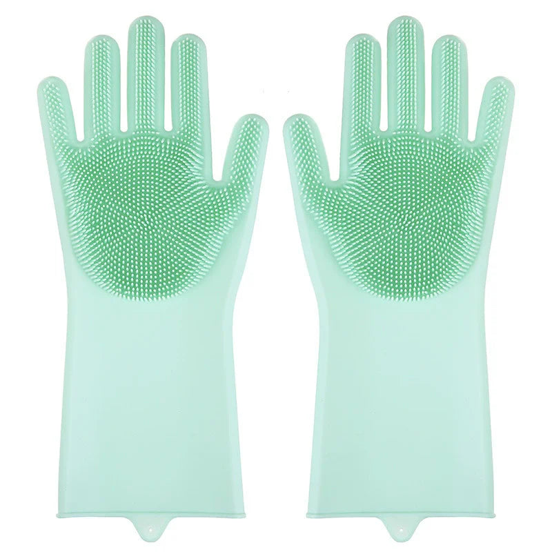 Gants en silicone pour vaisselle avec éponge intégrée