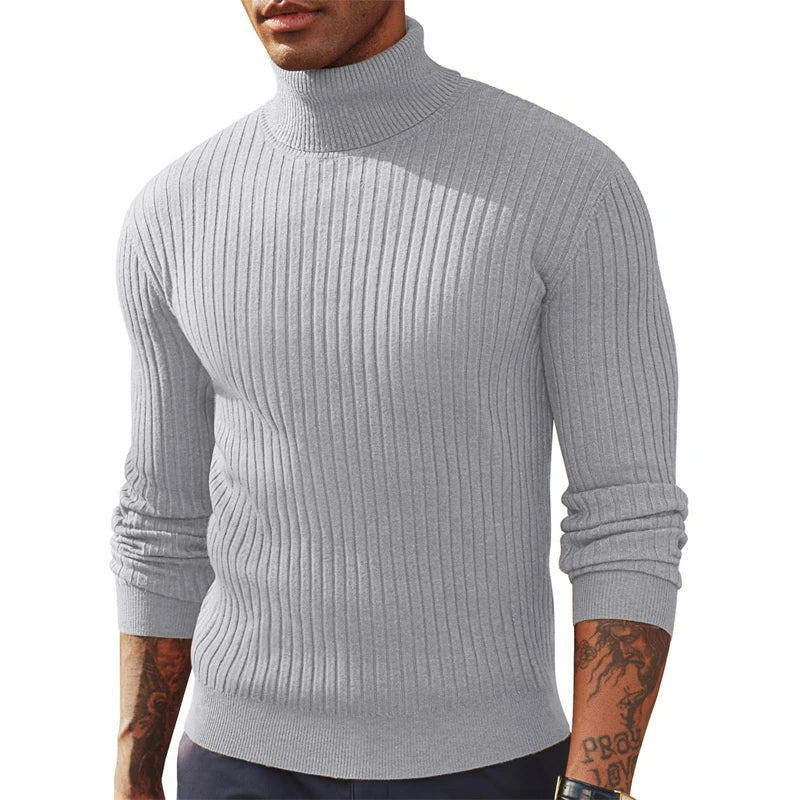 Pull col roulé homme en maille épaisse