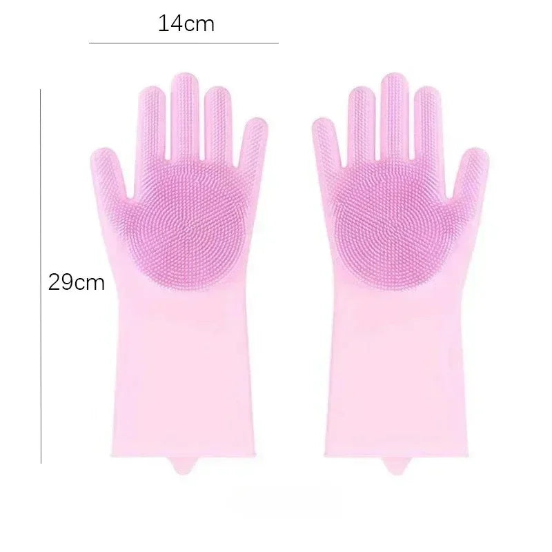 Gants en silicone pour vaisselle avec éponge intégrée
