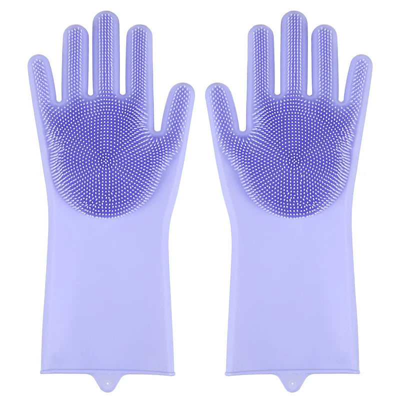 Gants en silicone pour vaisselle avec éponge intégrée