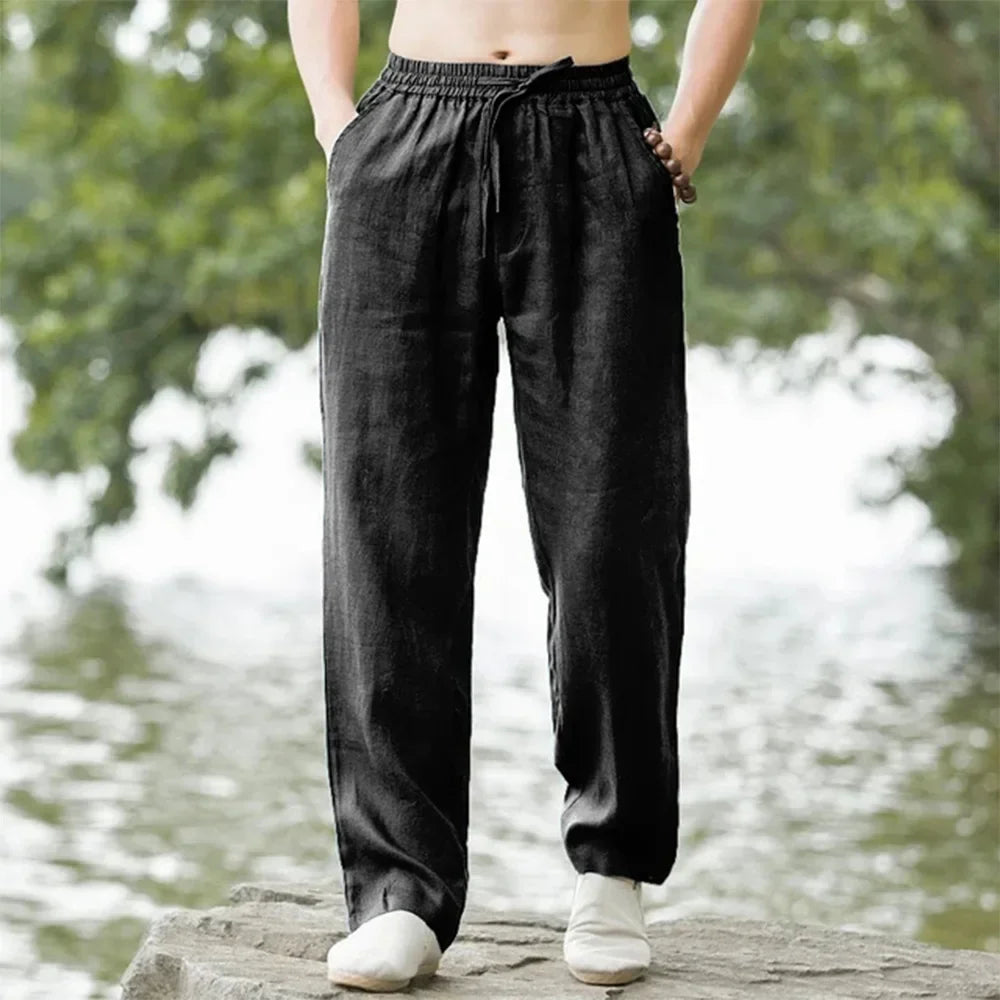 Pantalon ample homme en coton et lin