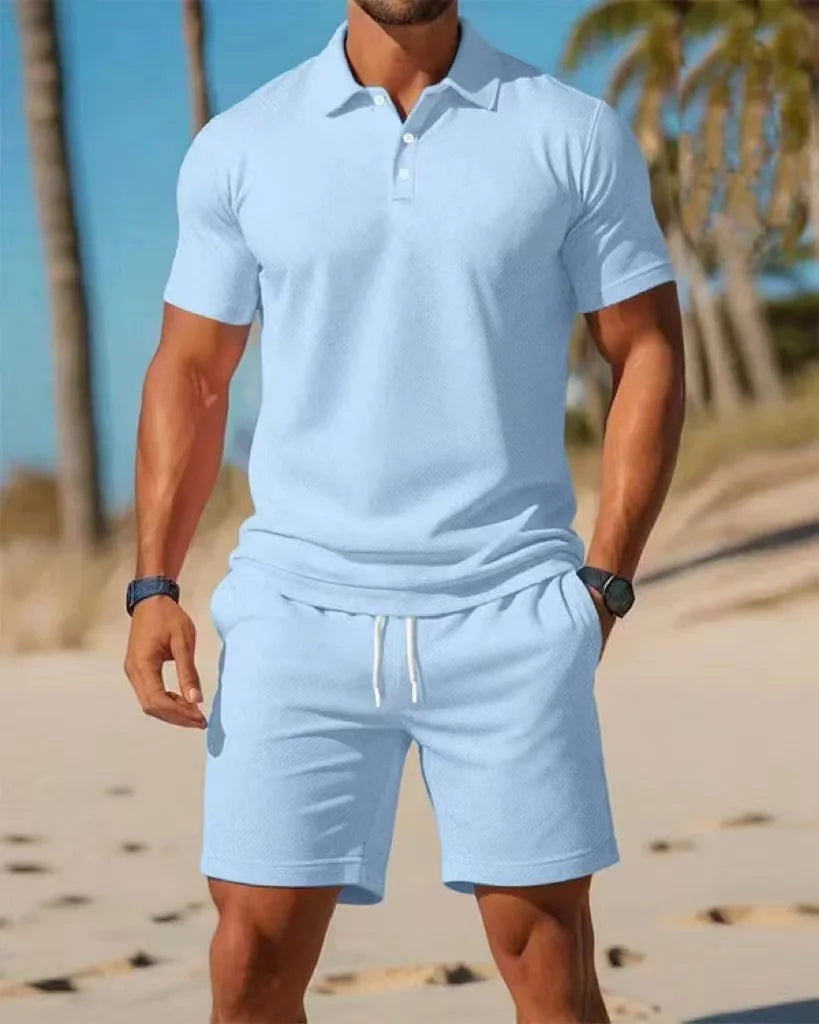 Ensemble polo et short en maille homme