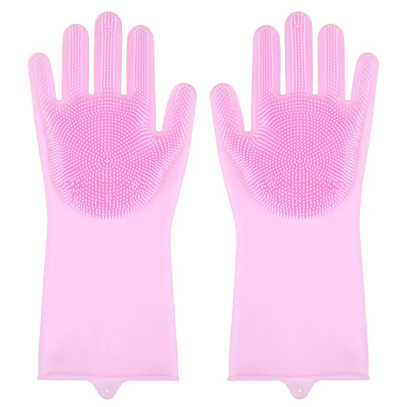 Gants en silicone pour vaisselle avec éponge intégrée