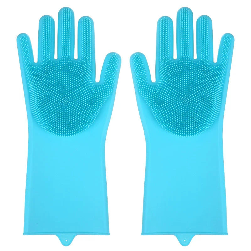 Gants en silicone pour vaisselle avec éponge intégrée