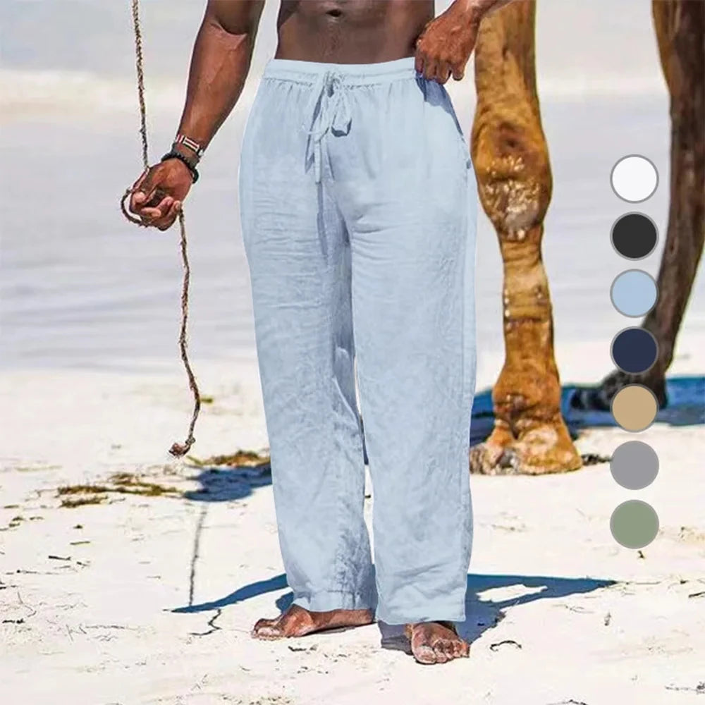 Pantalon ample homme en coton et lin