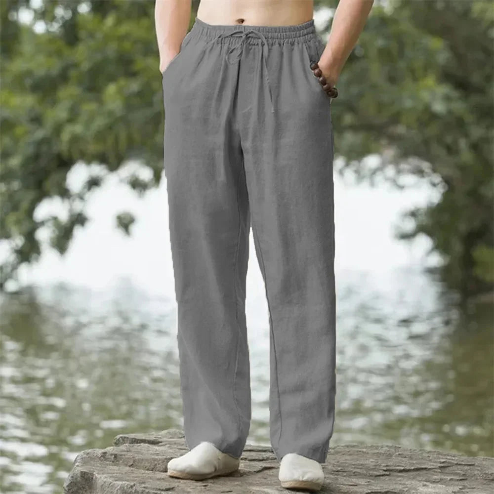 Pantalon ample homme en coton et lin