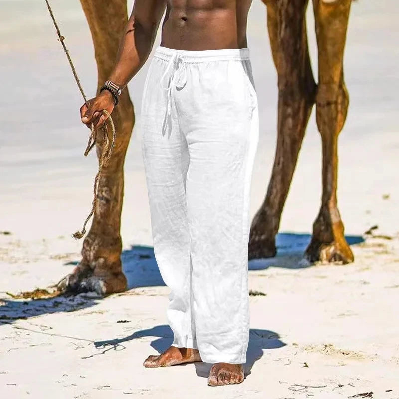 Pantalon ample homme en coton et lin