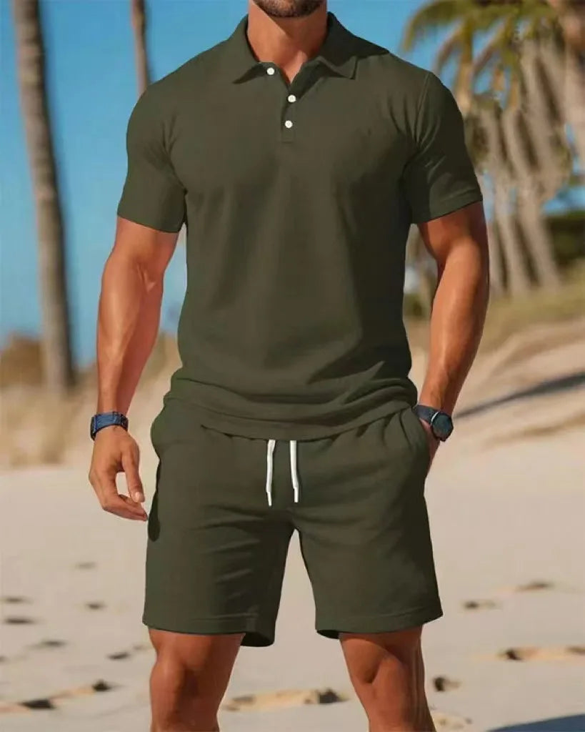 Ensemble polo et short en maille homme