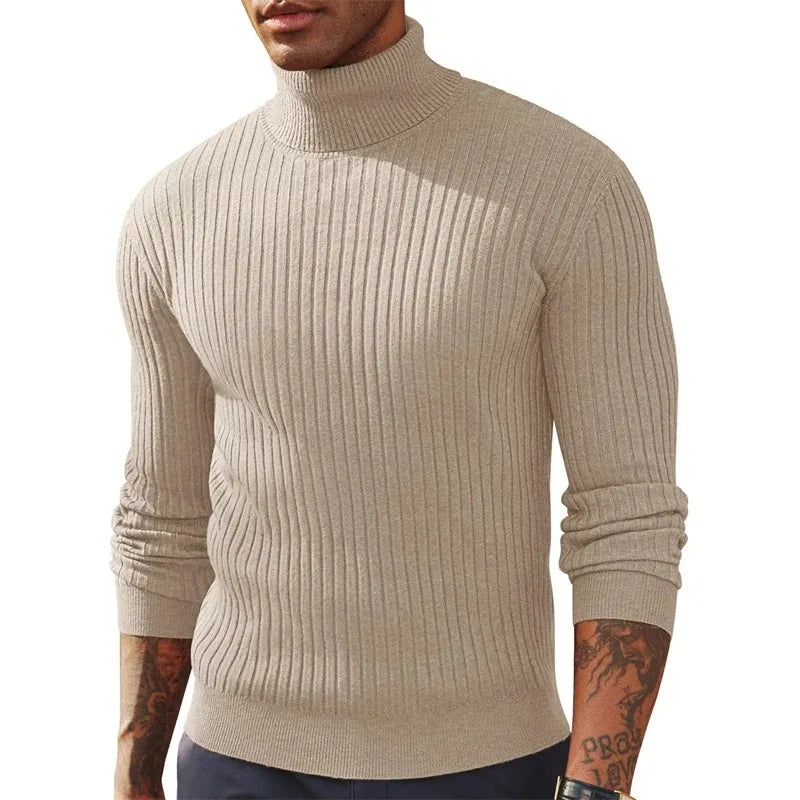 Pull col roulé homme en maille épaisse