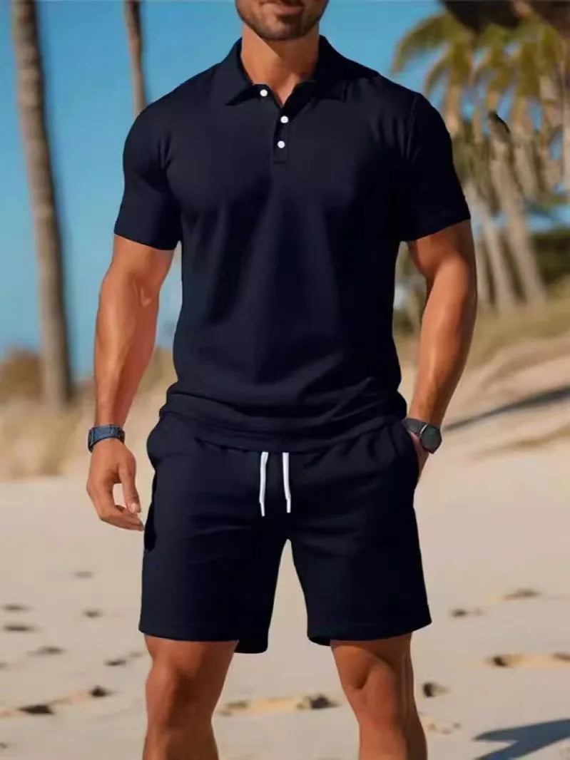 Ensemble polo et short en maille homme