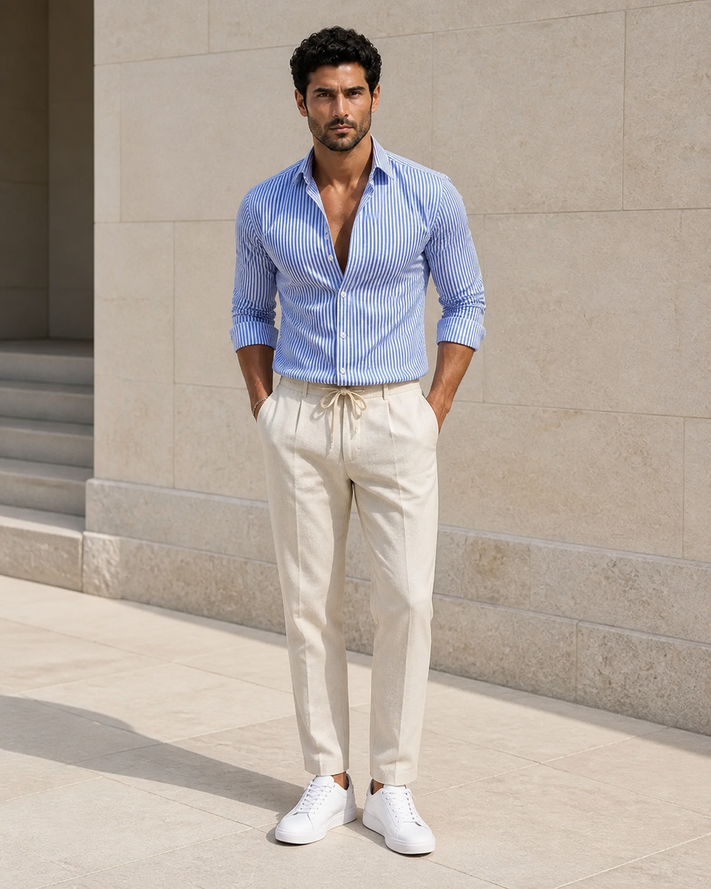 Chemise rayée homme à manches longues