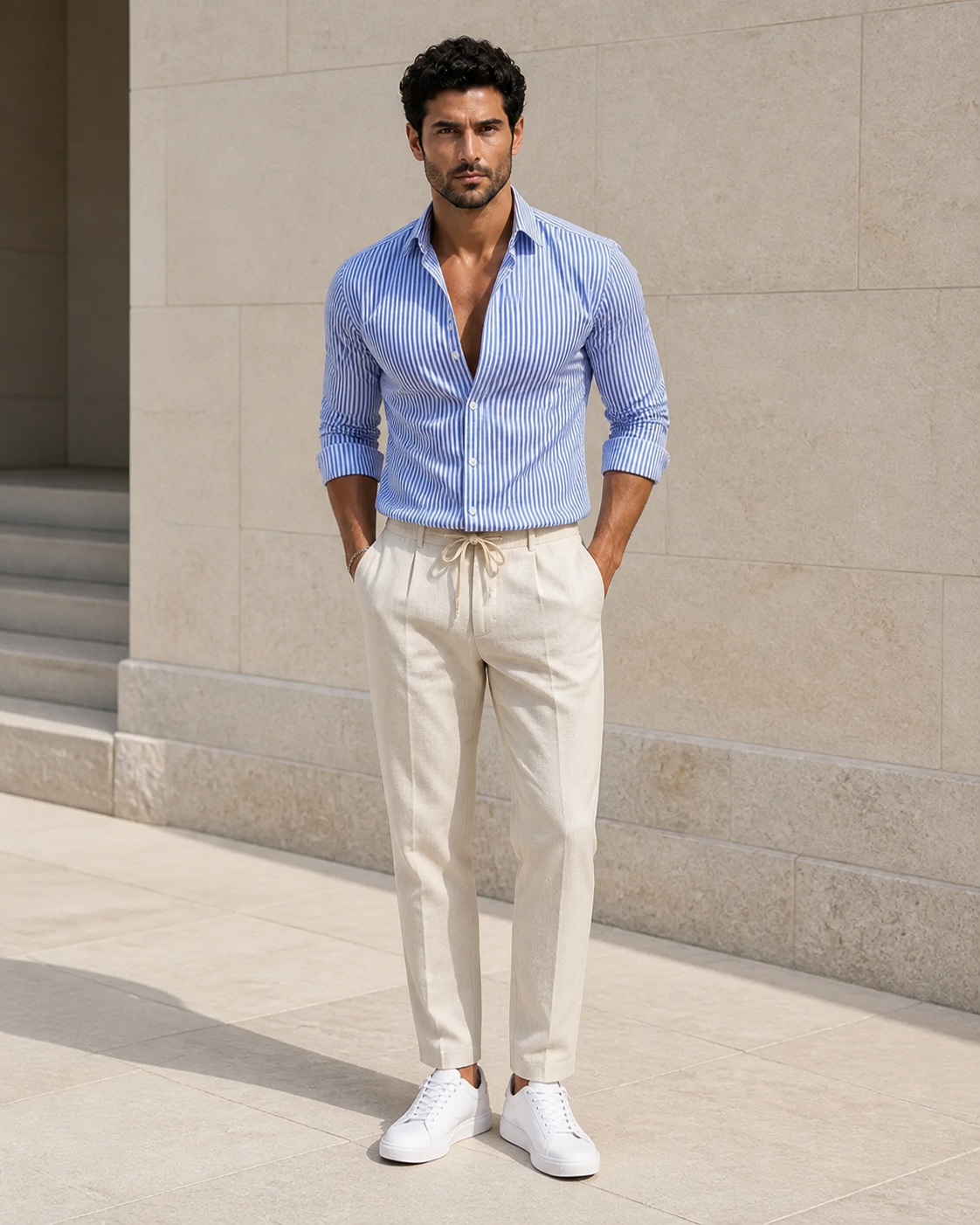 Chemise rayée homme à manches longues