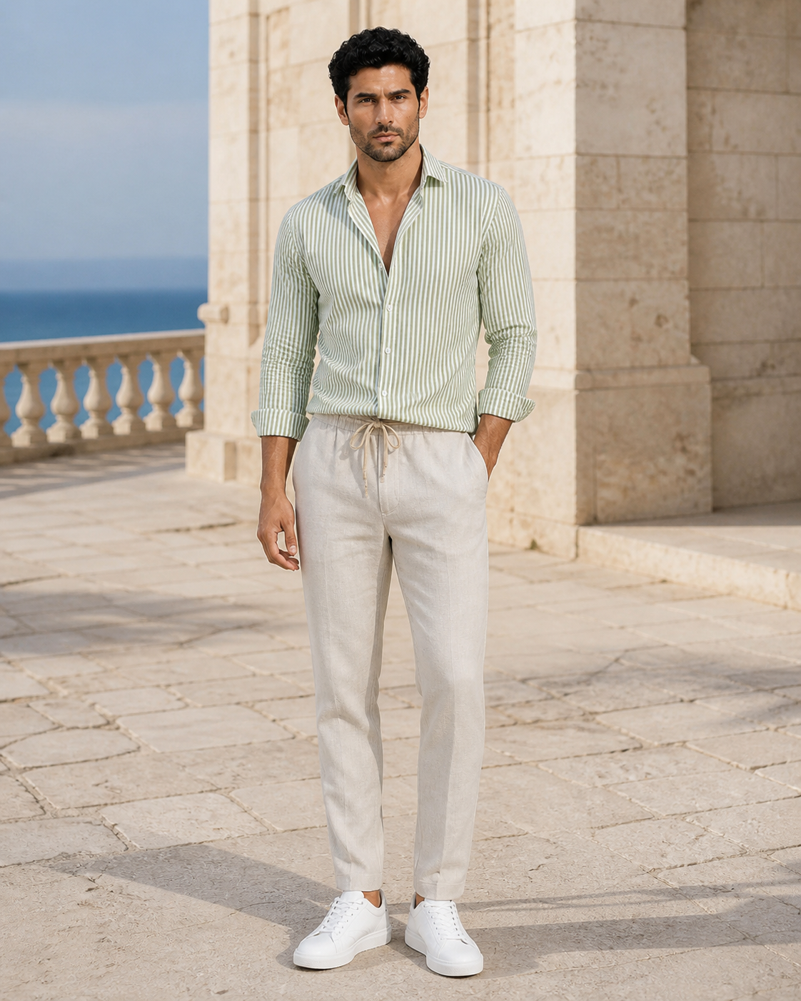 Chemise rayée homme à manches longues