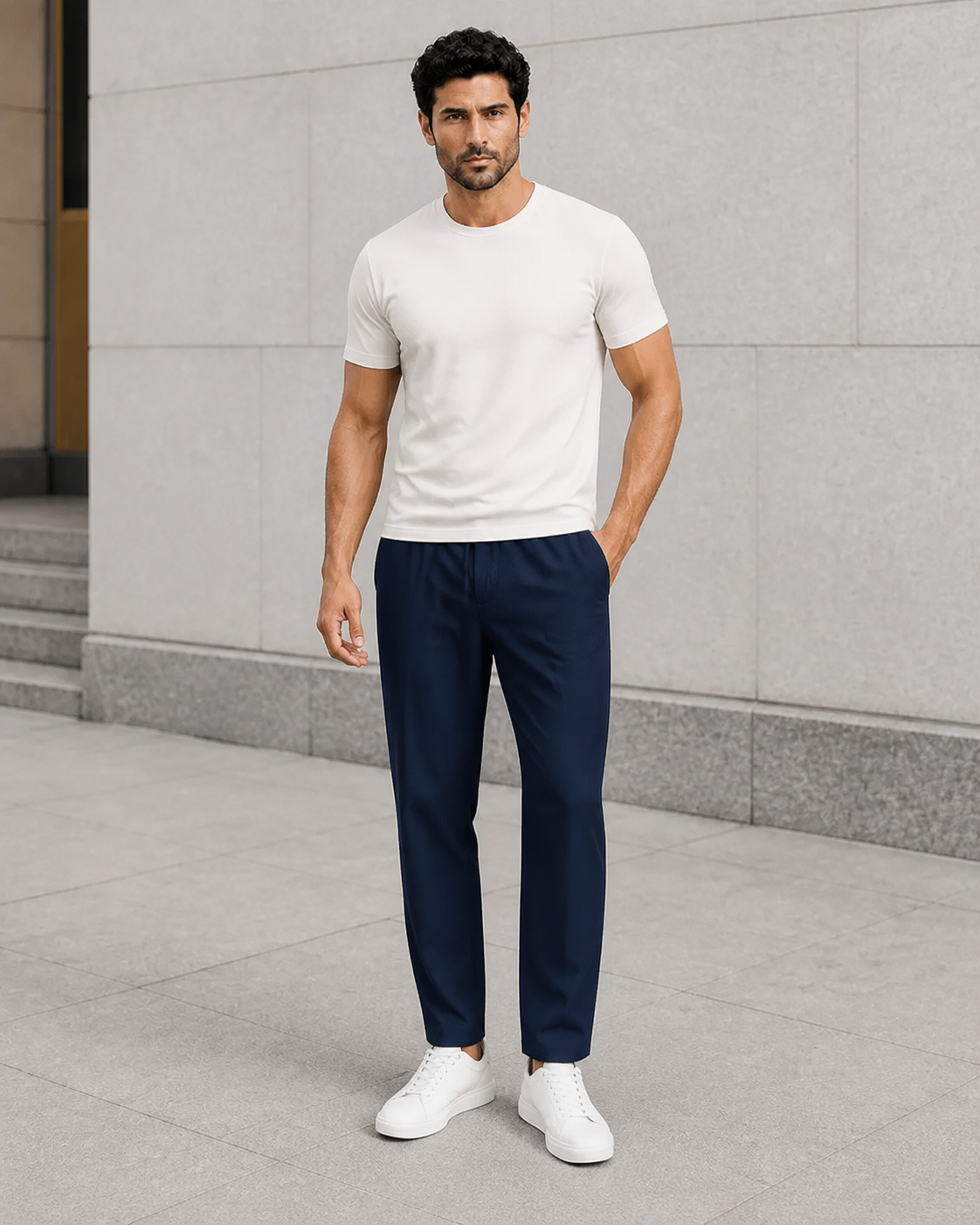 Pantalon homme décontracté en coton et lin