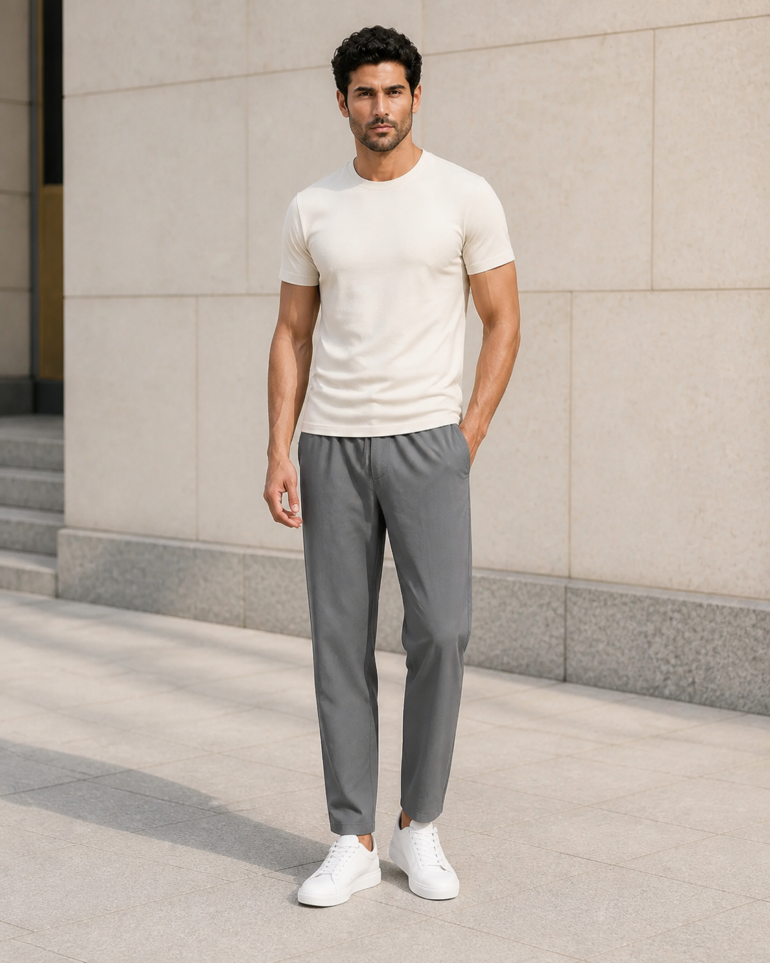 Pantalon homme décontracté en coton et lin