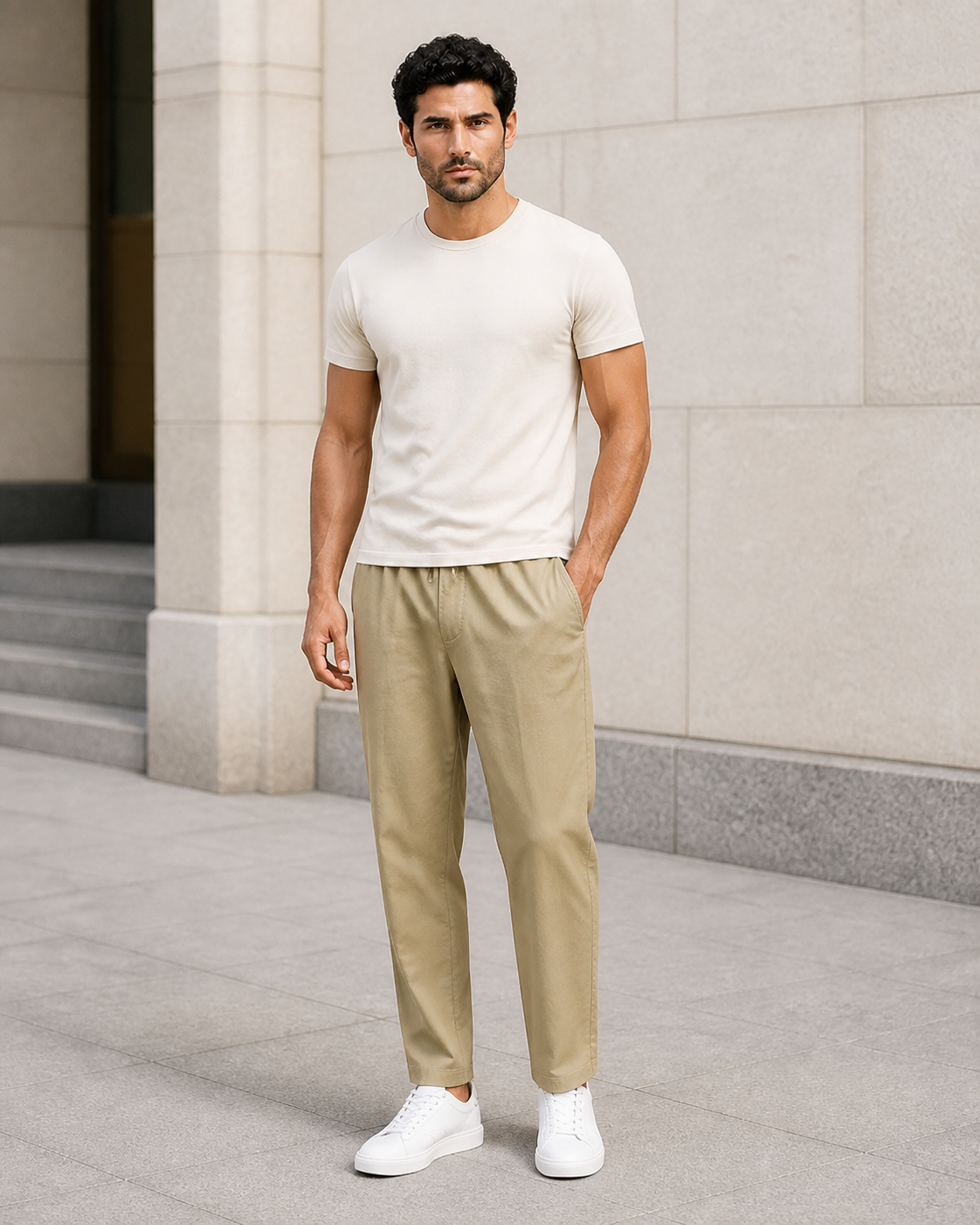 Pantalon homme décontracté en coton et lin