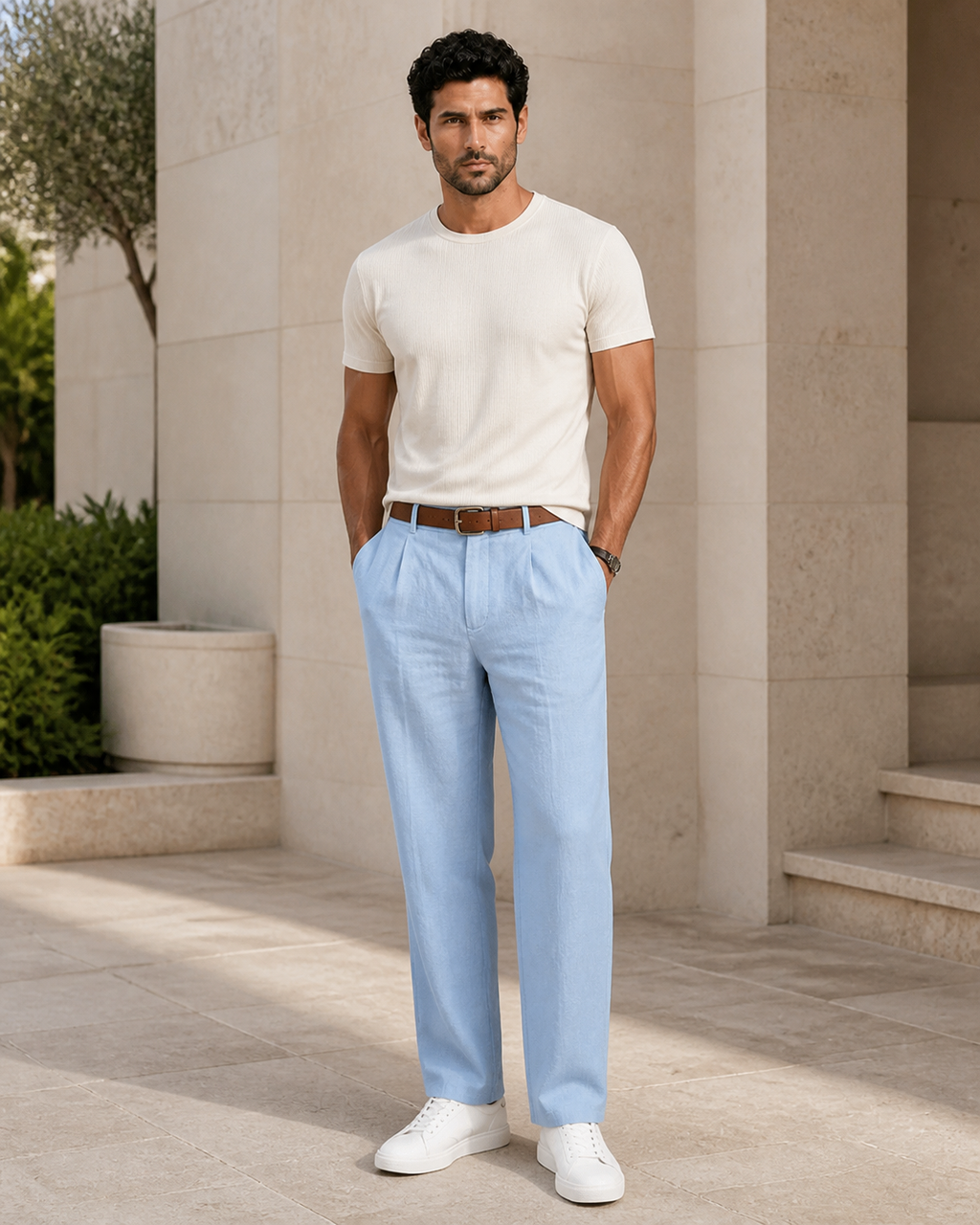 Pantalon droit homme en lin