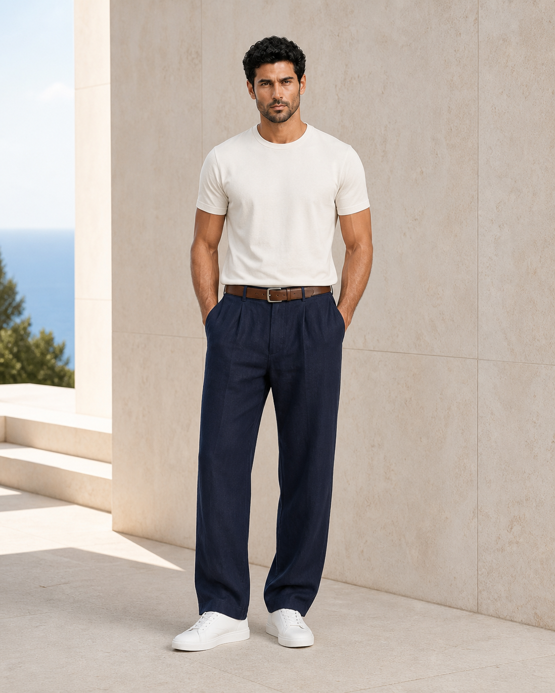 Pantalon droit homme en lin