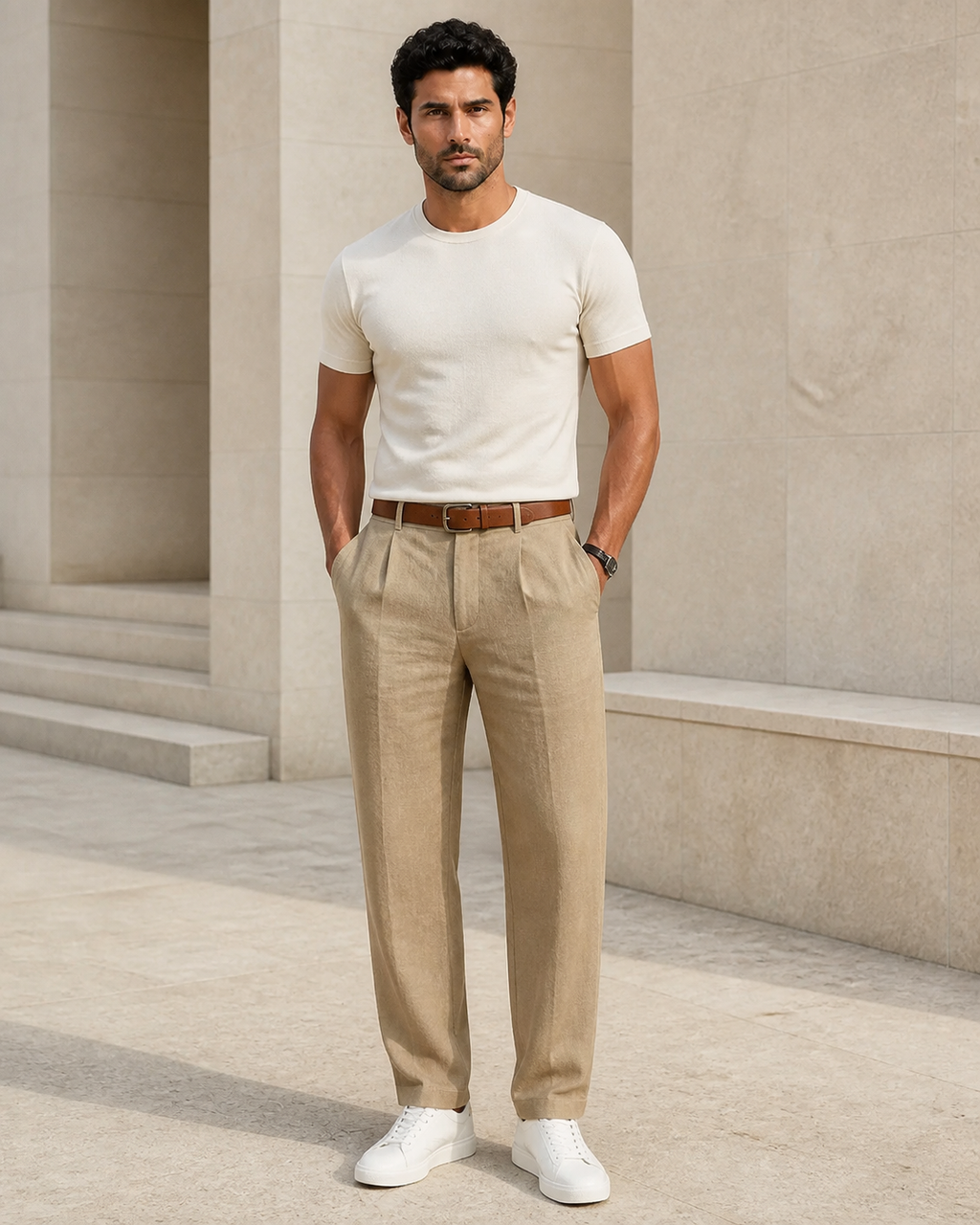 Pantalon droit homme en lin